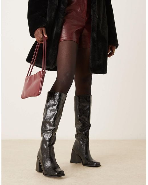 Raid Black Renzo Block Heel Knee Boots