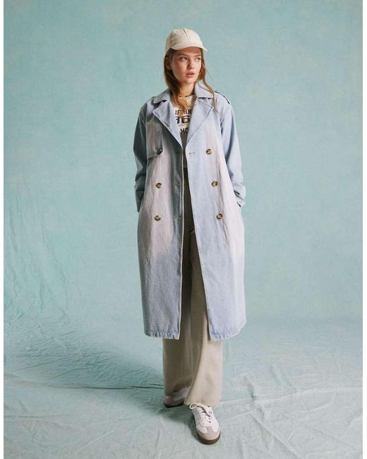 Miss Selfridge Green Denim Trench Coat