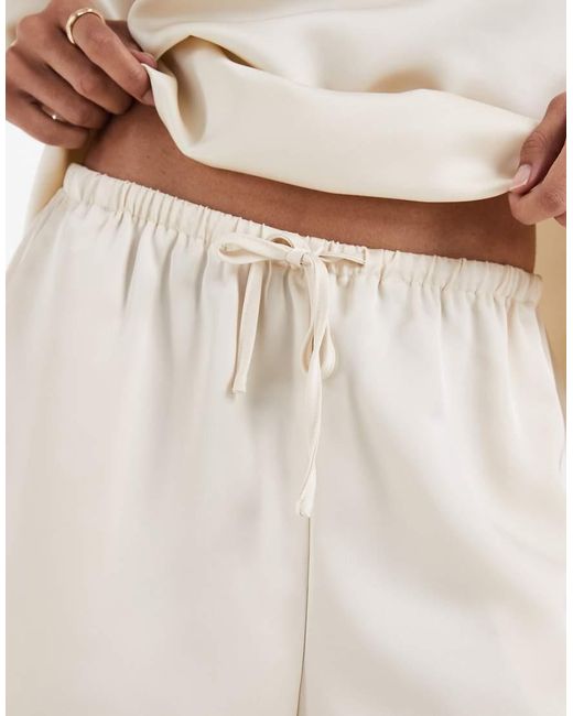 Pretty Lavish White Satin Drawstring Shorts