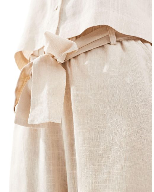 Gulia - short d'ensemble en lin mélangé à taille haute - sable SELECTED en coloris White