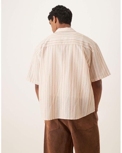 ASOS Natural Oversized Textured Stripe Shirt for men
