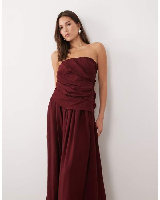 ASOS Purple Drape Front Bandeau Midi Dress