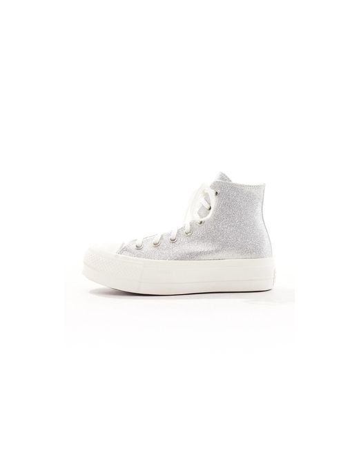 Chuck taylor all star lift - sneakers alte color glitterato di Converse in White