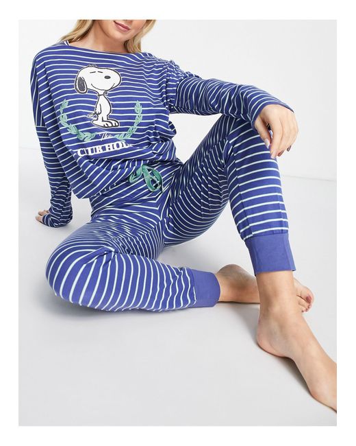 Women'secret Snoopy Club House Motif Long Pyjama Set in Blue | Lyst Canada