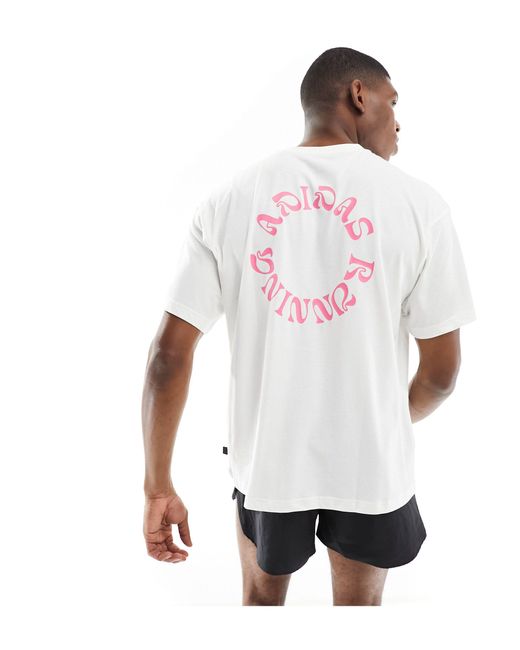 Adidas Originals White Adidas Running Break The Norm Back Print T-shirt for men