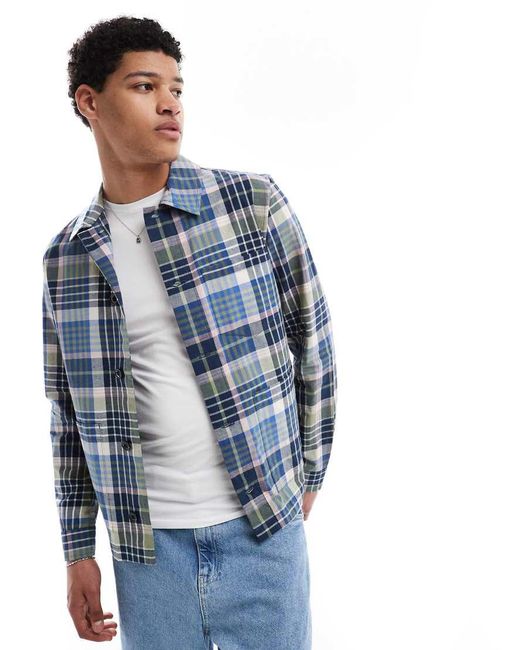 Paul Smith Blue Checked Casual Overshirt for men