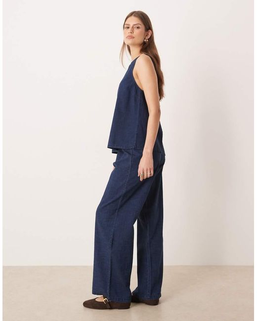 ASOS Blue Boxer Waist Wide Leg Denim Trouser