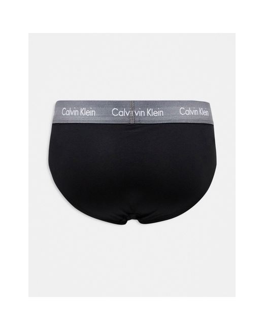 Cotton stretch - confezione da 3 slip neri con elastico colorato di Calvin Klein in Black da Uomo