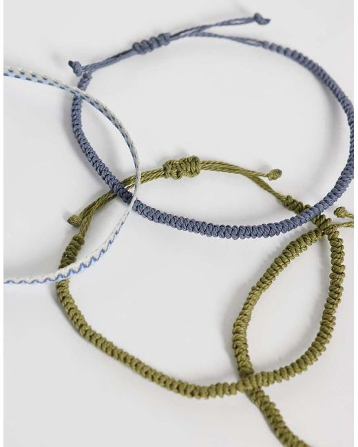 ASOS White 4 Pack Plaited And Woven Rope Puller Bracelet for men