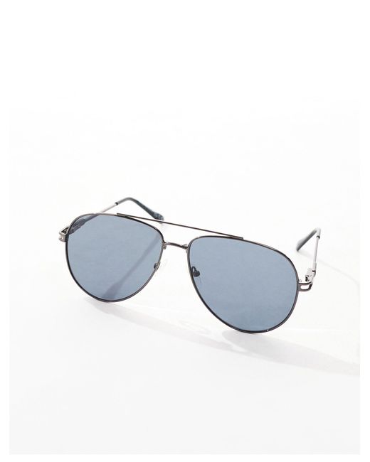 River Island Blue Double Metal Aviator Sunglasses for men