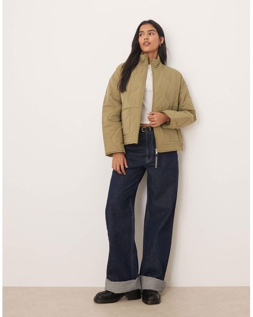 Jdy Natural Onion Quilted Zip Through Jacket