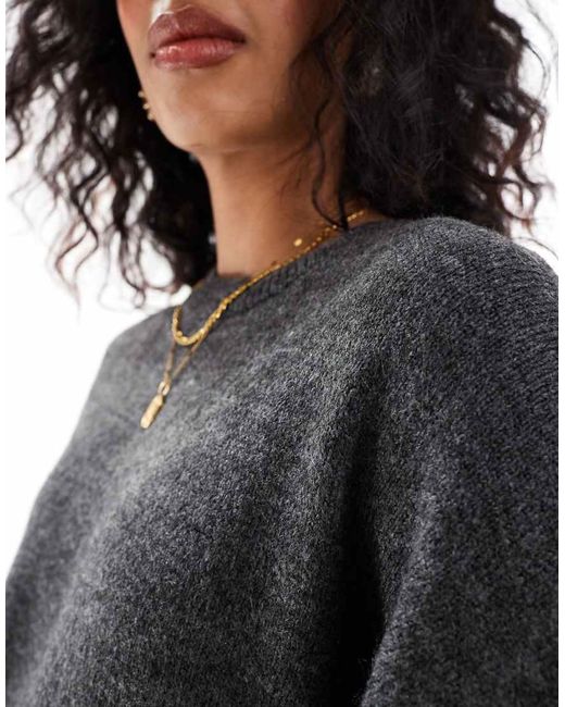 ASOS Black Knitted Jumper Mini Dress With Crew Neck