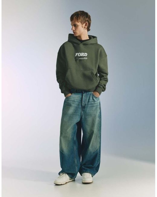 Pull&Bear Green Ford Bronco Hoodie for men