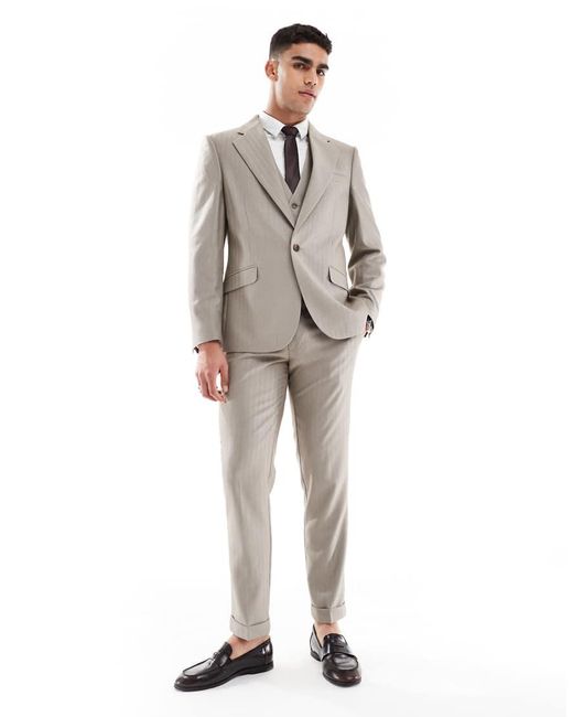 ASOS Gray Wedding Wool Mix Slim Suit Jacket for men