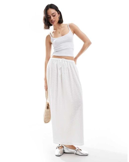Miss Selfridge White Broderie Maxi Skirt