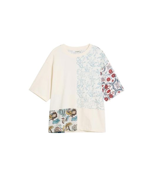 T-shirt effet patchwork Desigual pour homme en coloris White