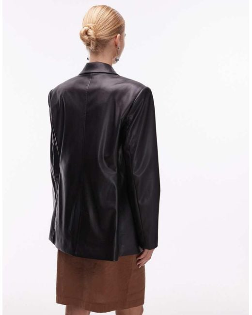 ASOS Brown Tailored Relaxed Faux Leather Blazer
