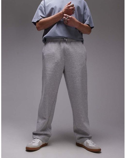 Topman Gray Premium Heavyweight Straight Leg Jogger for men