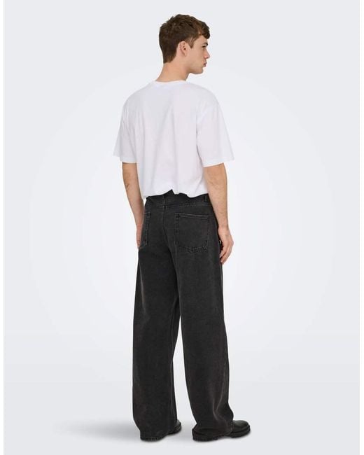 Only & Sons White Wide-Fit Jeans for men