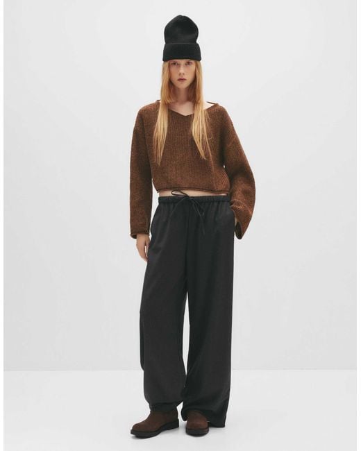 Pull&Bear Brown – pullover aus chenille