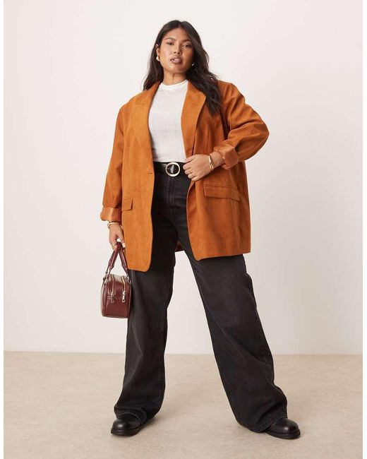 ASOS Brown Curve Oversized Suede Blazer