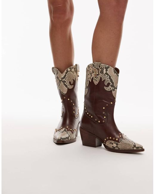 Bronx Natural Jukeson Beaded Western Ankle Boots