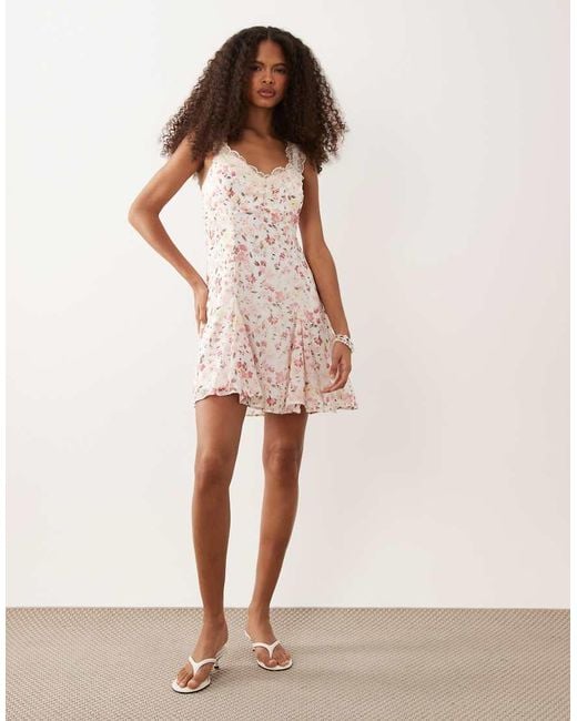 Abercrombie & Fitch Pink Lace Trim Mini Dress