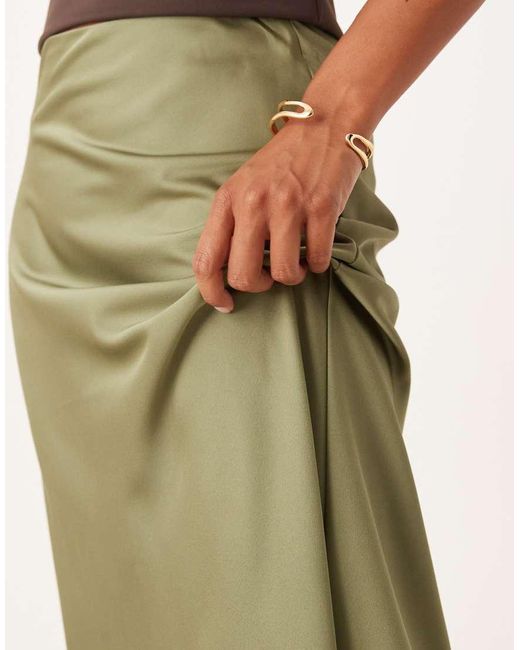 Vila Green Satin Maxi Skirt