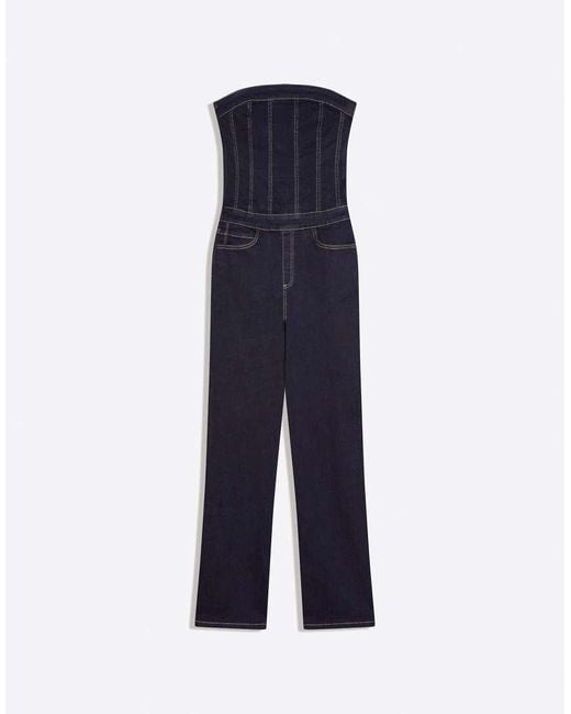 Bershka Blue Long Denim Jumpsuit