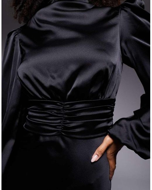 True Decadence Black High Cowl Neck Maxi Dress