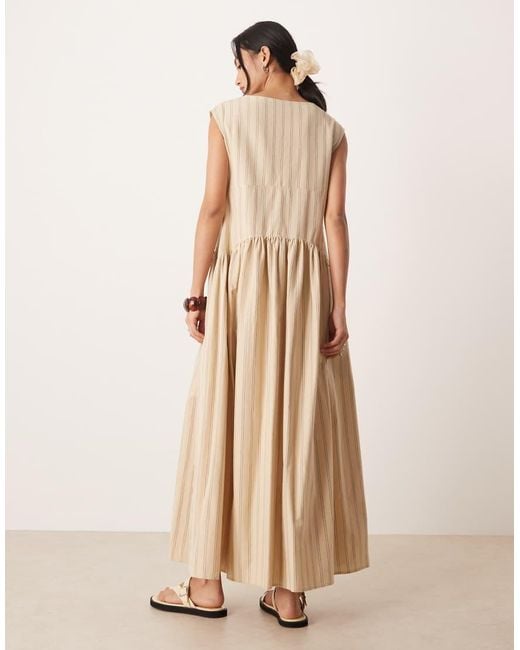 ASOS Natural Deep V Neck Oversized Maxi Dress
