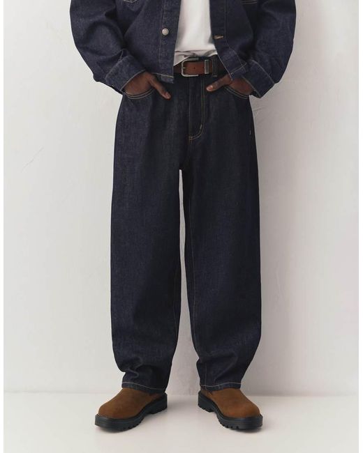 Pull&Bear Blue Baggy Jeans for men