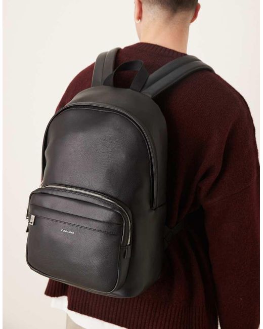Calvin Klein Brown Round Backpack With Front Pocket for men