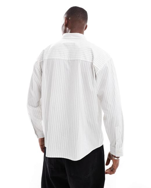 Cotton On Cotton on – hampton – langärmliges hemd mit weißen und schwarzen streifen in White für Herren