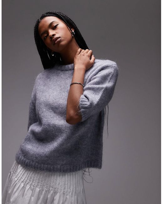 & Other Stories Purple – kurzärmliger strickpullover