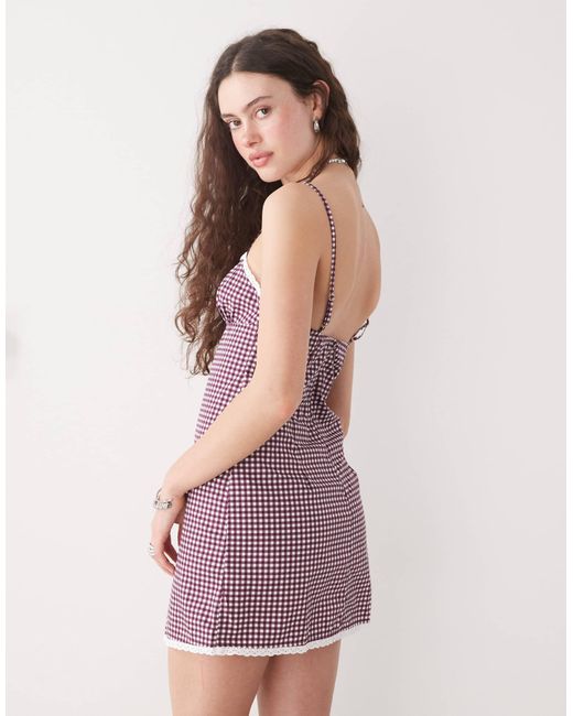 Motel Pink Delphine Gingham Mini Cami Dress