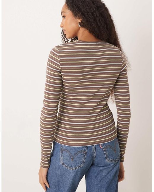 ASOS Blue Long Sleeve Ribbed T-Shirt