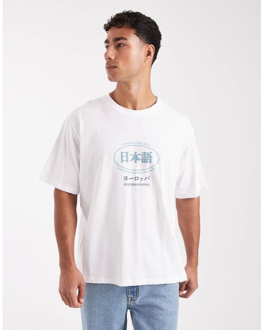 Jack & Jones – oversize-t-shirt in White für Herren