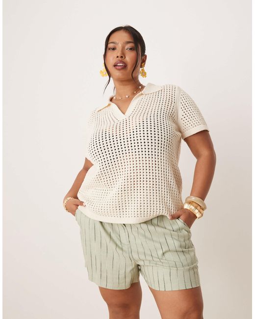 ASOS Natural Curve Relaxed Dad Shorts With Linen