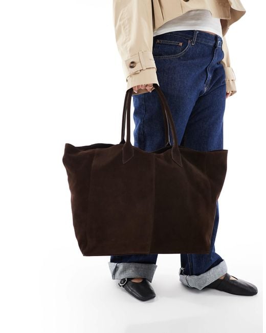 ASOS Blue Premium Suede Bonded Tote Bag
