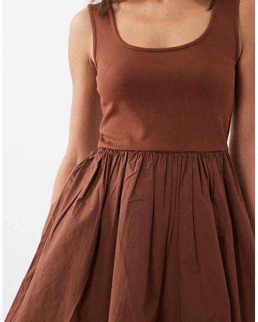 Nobody's Child Brown Colorado Scoop Neck Ruched Skirt Mini Dress
