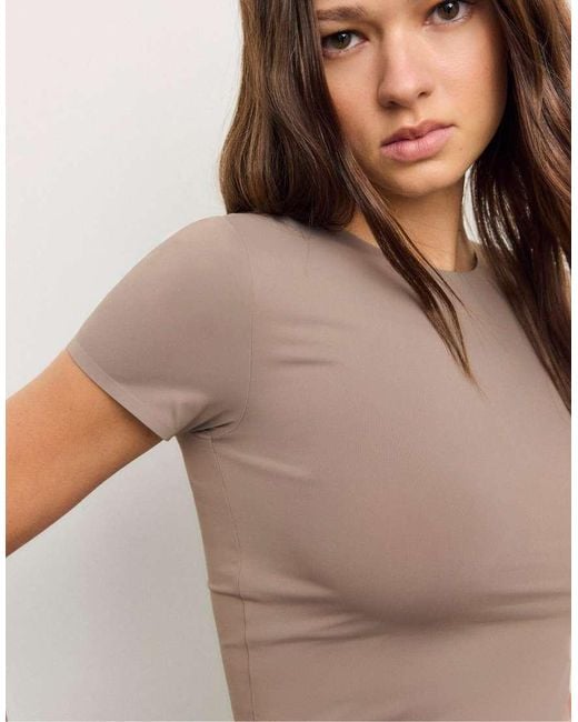 Stradivarius Natural Basic Polyamide T-shirt