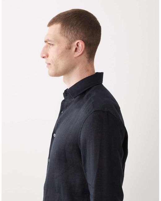 Mango Blue 100% Linen Relaxed Shirt for men