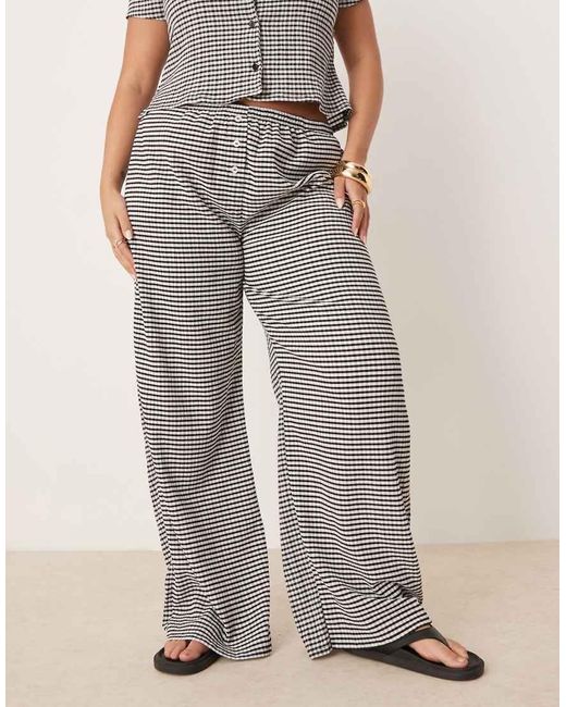 Pantalones A Cuadros Monocromáticos De Pernera Ancha De Asos Design Curve (Parte De Un Conjunto) ASOS de color Gray