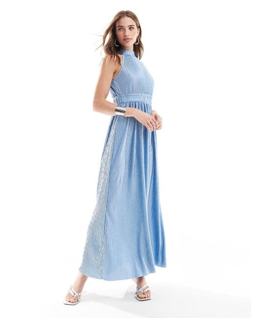 Y.A.S Maxi Jurk Met Halternek in het Blue