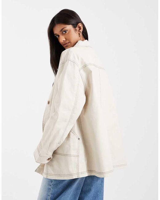 ASOS White Asos Design Maternity Oversized Cotton Harrington Jacket