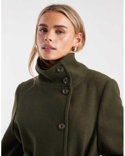 Miss Selfridge Green Formal Funnel Coat