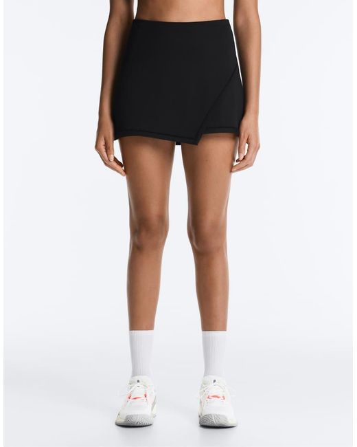 Oysho Black Comfortlux Crossover Hemstitch Skirt