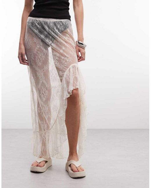 Noisy May White Tiered Lace Midaxi Skirt