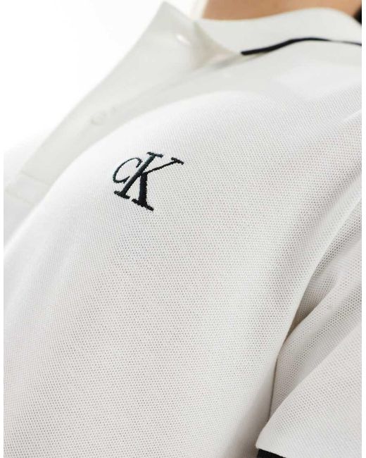 Calvin Klein White Tipping Slim Polo for men